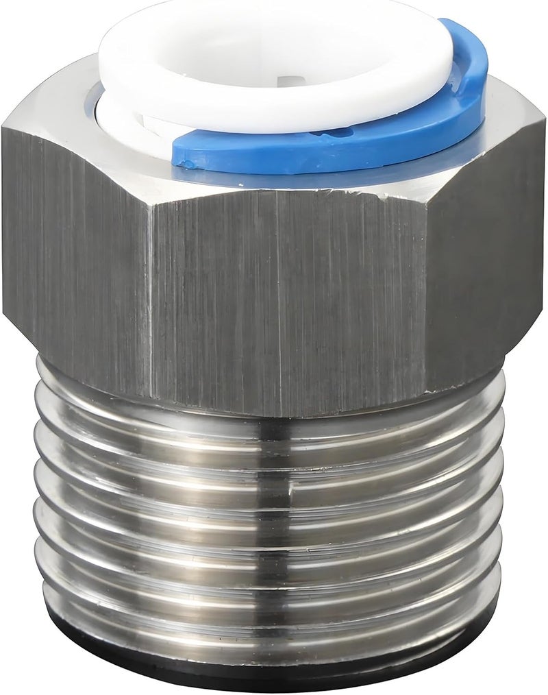 AimatRun Stainless Steel 1/2" Male Thread x 3/8" OD Tube Quick Connector – Accessory for water purifiers, filters, reverse osmosis (RO) systems; Water filtration system fitting; Push-to-Connect Adapter - Image 1